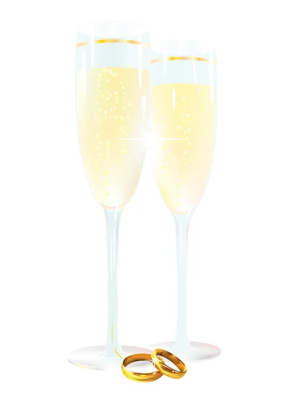 iki kadeh şampanya ve yüzük