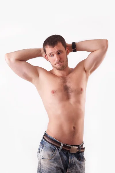 Człowiek w studio shirtless — Zdjęcie stockowe