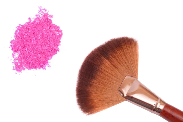Knackiges Lidschatten-Make-up und Pinsel — Stockfoto