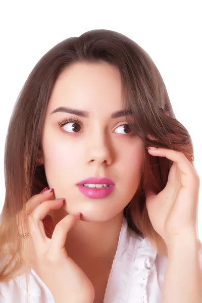 Jovem bela mulher retrato com cabelo escuro — Fotografia de Stock