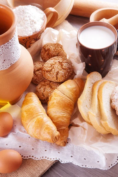 Homemade pastries and a cup of milk