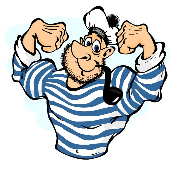 Vektör çizim güçlü karikatür denizci ile