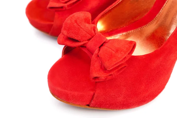 Pair of red female shoes, closeup — Stock Photo, Image