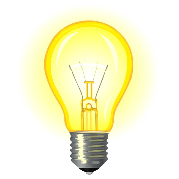 Ljusa glödande glödlampa — Stock vektor