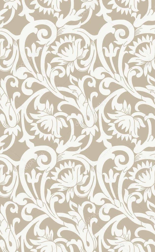 Seamless floral background with swirls and flowers 
