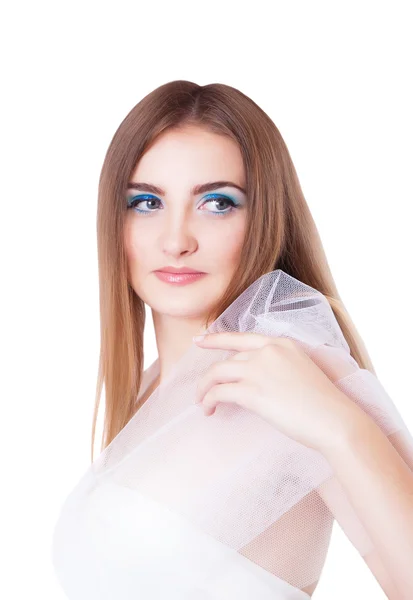 Portrait d'une belle jeune femme, isolée sur fond blanc — Photo