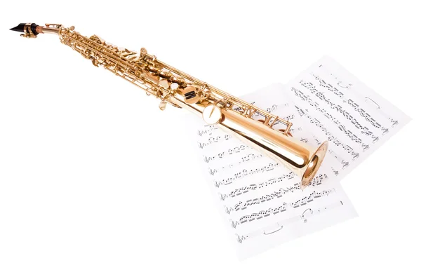 Noten und Saxophon — Stockfoto