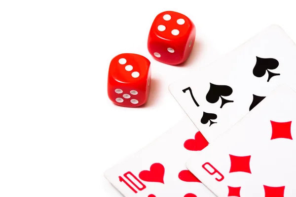 Playing cards and dice — Stock Photo, Image