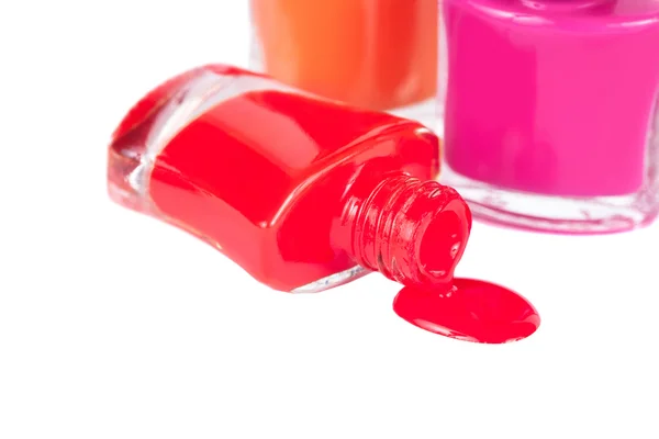 Tre multi-färgade nagellack — Stockfoto