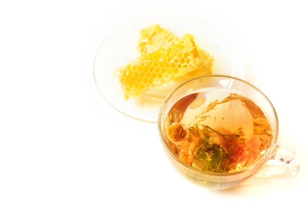 Chá de ervas e favo de mel — Fotografia de Stock