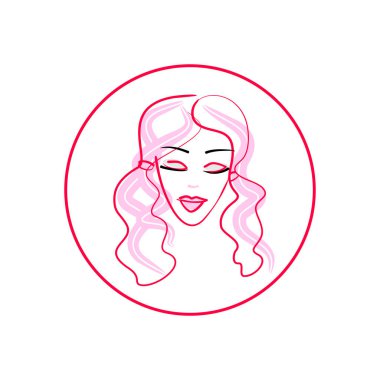 Logo kadını silueti, baş, yüz logosu izole edildi. Güzellik salonu, kaplıca, kozmetik tasarımı vb.