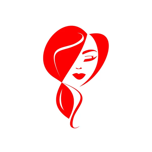 Logo Visage Fille Coiffure Pour Salon Beauté — Image vectorielle