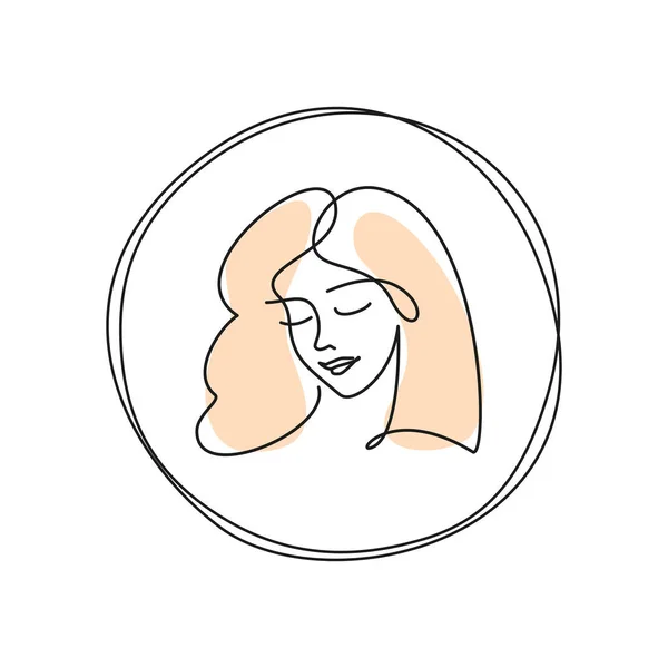 Логотип Дівчини Одна Лінія Білому Тлі — стоковий вектор