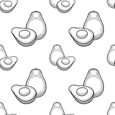 avokado vektörü siyah ve beyaz pürüzsüz desen