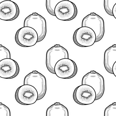 kiwi vektörü siyah ve beyaz desensiz