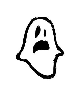 Beyaz arkaplanda Cadılar Bayramı hayalet vektörü