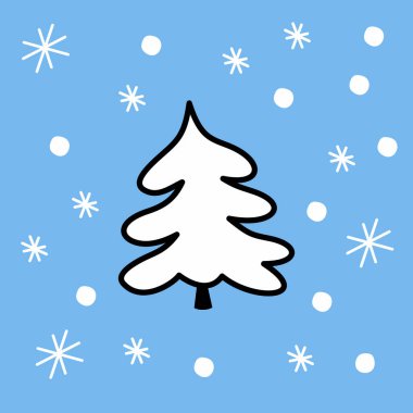 Noel ağacı düz stil renginde resimleme