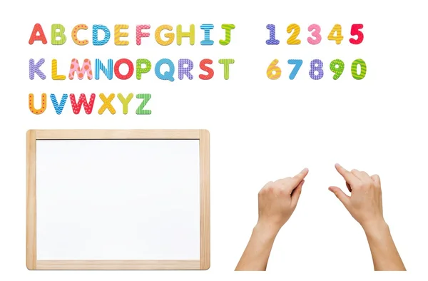 Juego de alfabetos magnéticos. Construye tu palabra con letras, pizarra —  Fotos de Stock