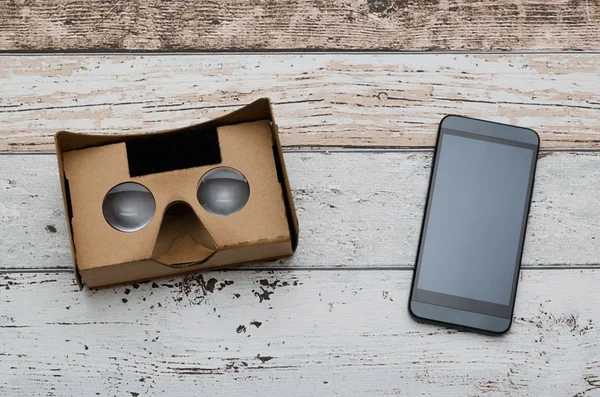 Virtual reality cardboard glasses. Easy way to watch movies in 3D — Stock Photo, Image