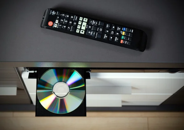 Reproductor de Blu-ray o DVD con disco insertado — Foto de Stock