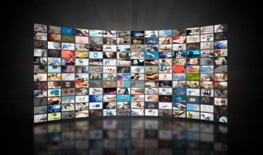Televizyon yayını, televizyon yayını. Çokluortam duvar kavramı.