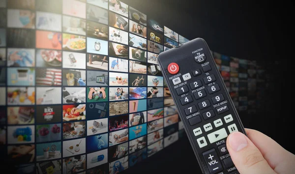 Streaming Televisivo Trasmissione Concetto Parete Multimediale — Foto Stock