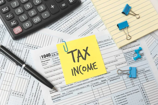 Tax income concept. US tax form, tax refund concept