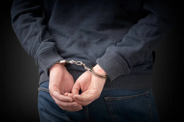 Crimineel Geboeid Achteraanzicht Strafrechtelijke Arrestatie Veiligheidsconcept — Stockfoto