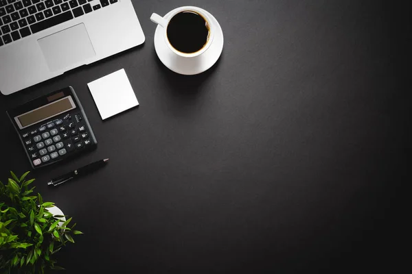 Arbeitsbereich Mit Laptop Büromaterial Stilvoller Schreibtisch Bild Mit Kopierraum Auf — Stockfoto