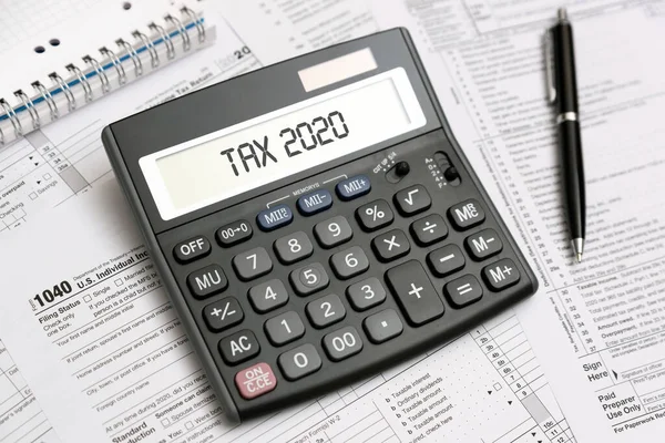 Tax Time Calculator Tax Income 2020 Concept — Stock Photo, Image