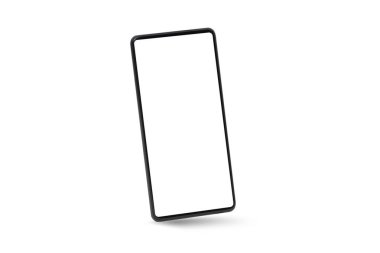 Aygıt modeli, mobil beyaz üzerinde izole. Boş ekranlı modern akıllı telefon