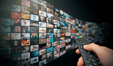 Televizyon yayını, televizyon yayını. Çokluortam duvar kavramı.