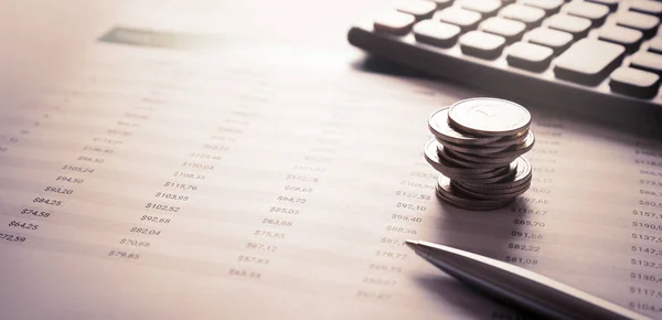 Financiële Boekhouding Budgettering Beursconcept Poolse Muntenstapel — Stockfoto