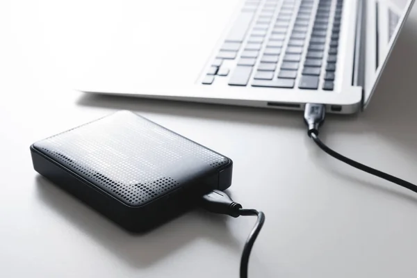 External Usb Disk Hard Disk Drive Connected Laptop — Stock Photo, Image