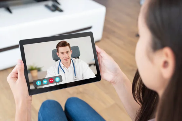 Dokter Videochat Consult Begrip Telegeneeskunde Telegezondheid — Stockfoto