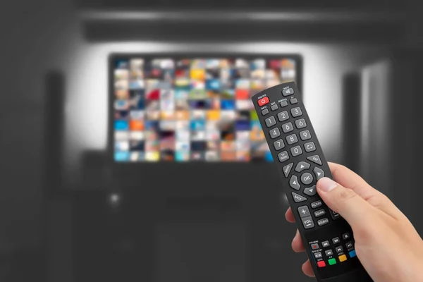 Video Demand Streaming Multimedia Telecomando Mano — Foto Stock