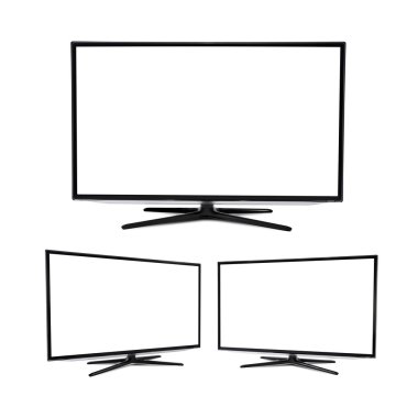 Modern blank flat screen TV set, isolated on white background clipart