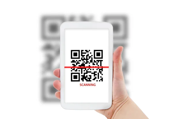 Tablet escaneo de código QR —  Fotos de Stock