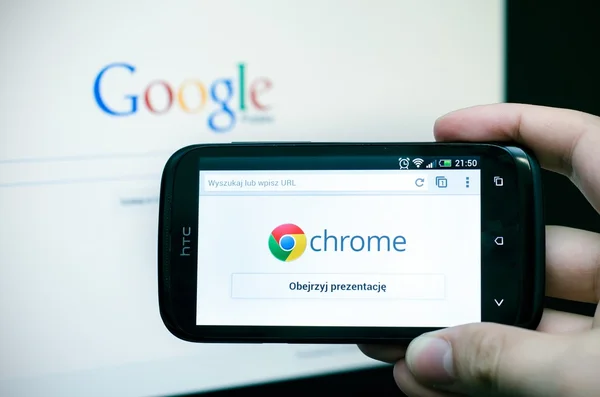 Google Chrome mobile web browser — Stock Photo, Image