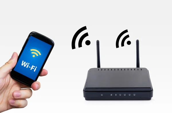 Wireless router with mobile device network concept — Stock Photo, Image