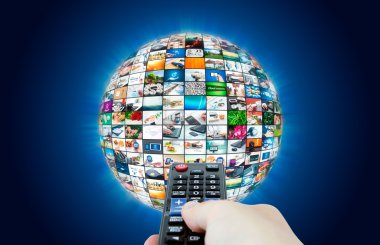 Multimedya küre soyut kompozisyon televizyon yayını
