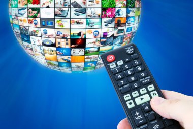 Multimedya küre soyut kompozisyon televizyon yayını
