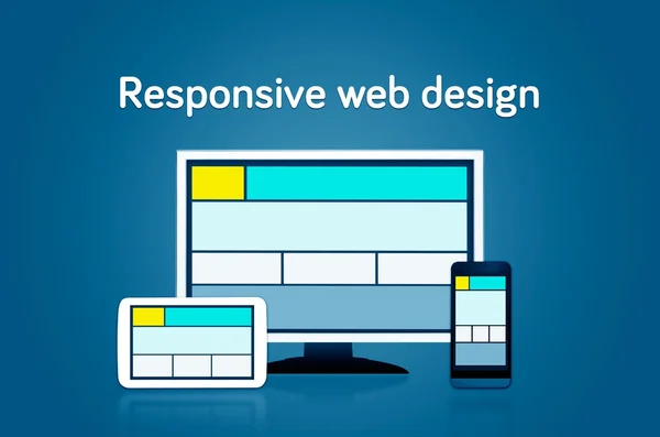 Reagovat web design rozložení na různých zařízeních. Nastavit na temné b — Stock fotografie