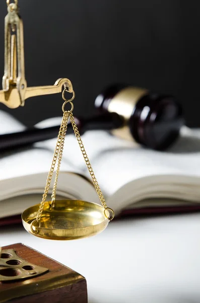 Law composition with scale and gavel on books — Stock Photo, Image
