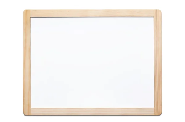Magnetyczna tablica na białym tle biały z drewnianą ramą — Zdjęcie stockowe