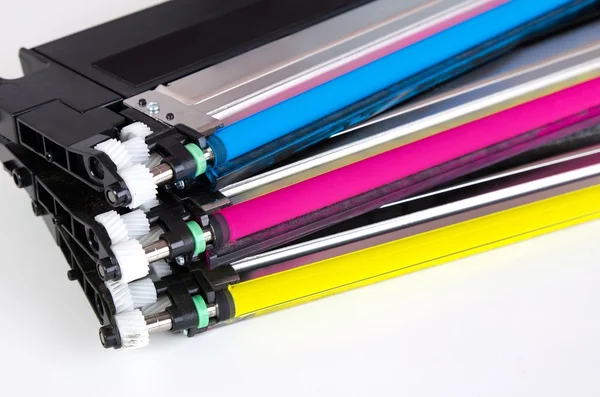 Conjunto de cartuchos de toner para impressora laser. Material informático . — Fotografia de Stock