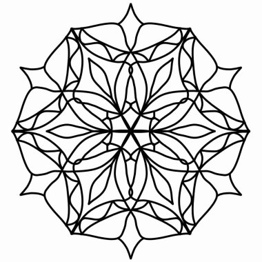 Basit Mandala Renklendirme Ana Hattı. Doğulu Çiçek Mandala. Kitap Sayfası