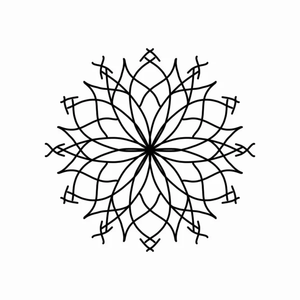 Simples Black Outline Flora Mandala Fundo Branco — Fotografia de Stock