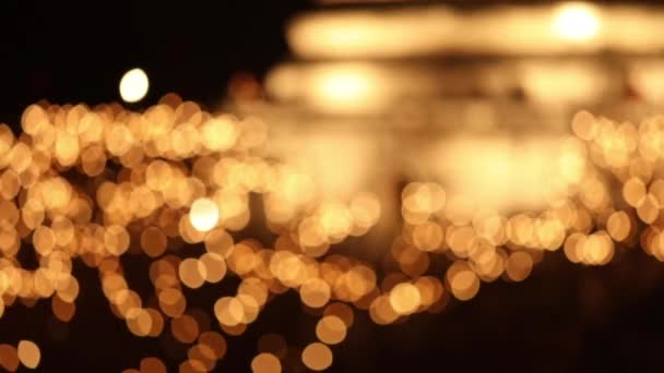 Slavnostní Zlatá Světla Jiskří Třpytí Pozadí Bokeh Rozostřené Bokeh Osvětlení — Stock video