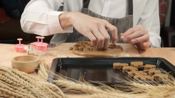 Chef Pick Cookie Dough Stainless Shape Mold Pressing Big Dough — Stock Video